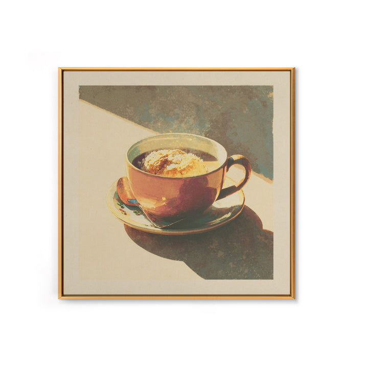 Retro Cafe Poster Coffee Cup Graphic Framed Canvas Print, Coffee Shop Art, Boho Decor, Cafe Decor, Fine Art, Cafe, Printable, CSA-1x1-79