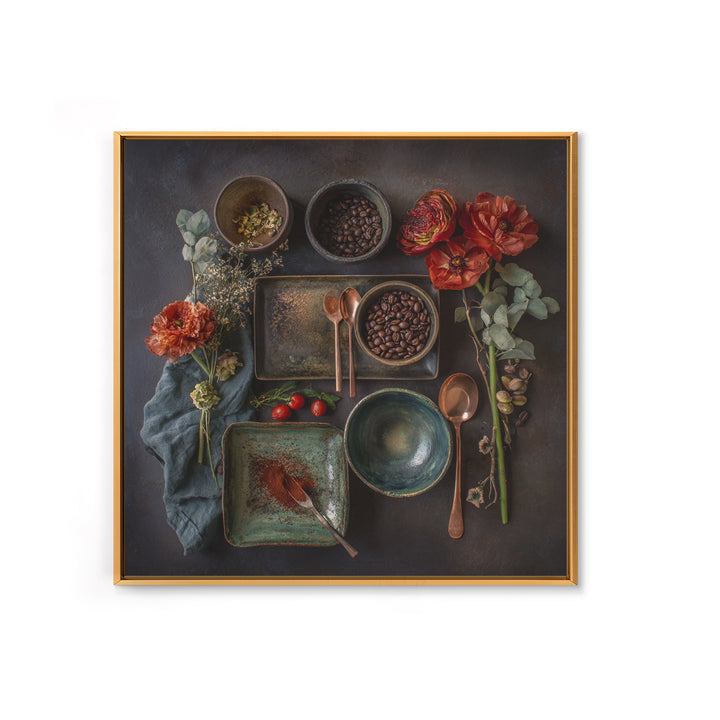 Moody Dark Roast Still Life Framed Canvas Print, Coffee Shop Art, Canvas Wall Art, Cafe Decor, Fine Art, Cafe, Bedroom Wall Art, CSA-1x1-8