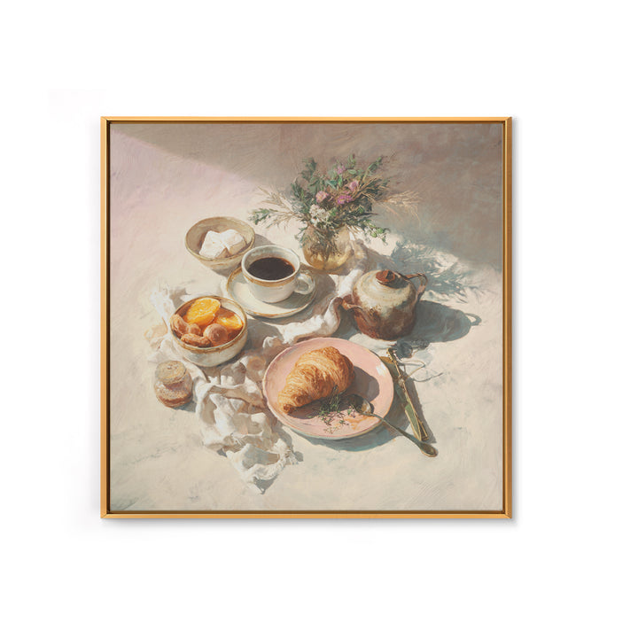 Sunlit Pastry and Coffee Arrangement Canvas Print, Coffee Shop Art, Room Decor, Cafe Decor, Fine Art, Cafe, Canvas Wall Art, CSA-1x1-91