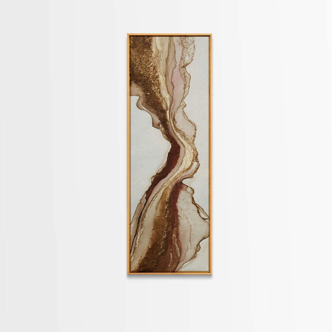 Abstract Brown and Cream Coffee Swirl Framed Canvas Print, Coffee Shop Art, Wall Art, Cafe Decor, Abstract Art, Cafe, CSA-1x3-45