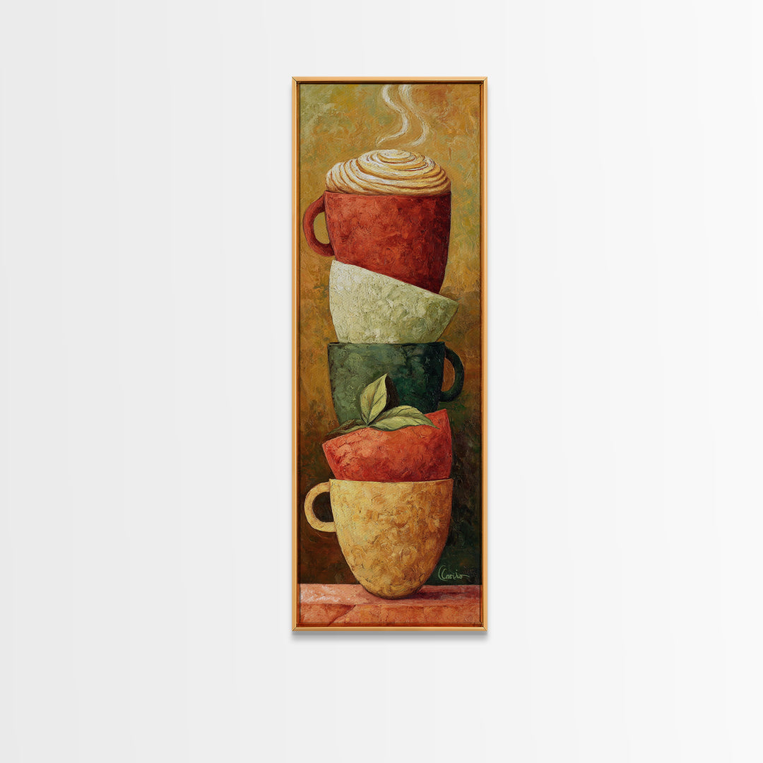 Two Cups Facing Each Other Canvas Print, Coffee Shop Art, Modern Decor, Cafe Decor, Fine Art, Cafe, Wall Decor, Art Print, CSA-1x3-49