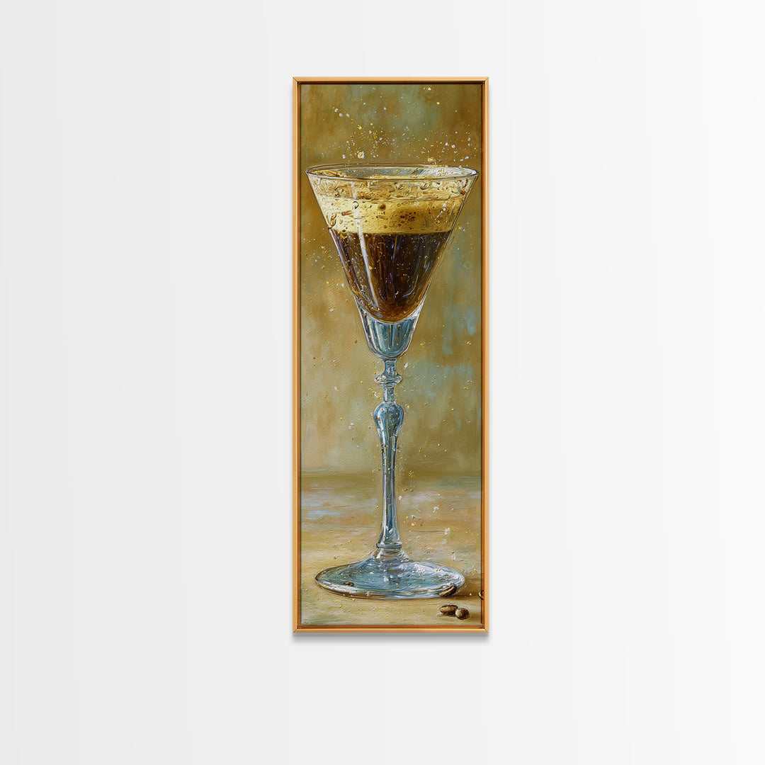 Espresso Martini Coffee Cocktail Still Life Framed Canvas Print, Coffee Shop Art, Textured Painting, Cafe Decor, Fine Art, Cafe, CSA-1x3-53