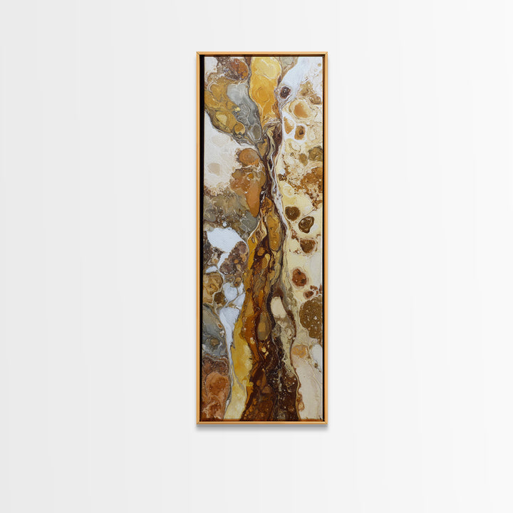 Abstract Brown and Cream Coffee Swirl Framed Canvas Print, Coffee Shop Art, Wall Art, Cafe Decor, Abstract Art, Cafe, CSA-1x3-69