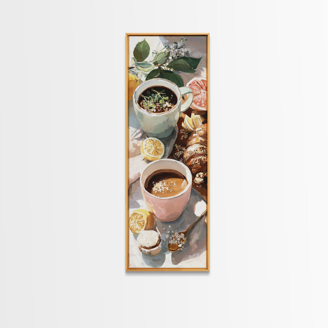 Two Cups Facing Each Other Canvas Print, Coffee Shop Art, Farmhouse Decor, Cafe Decor, Fine Art, Cafe, Moody Wall Art, CSA-1x3-73
