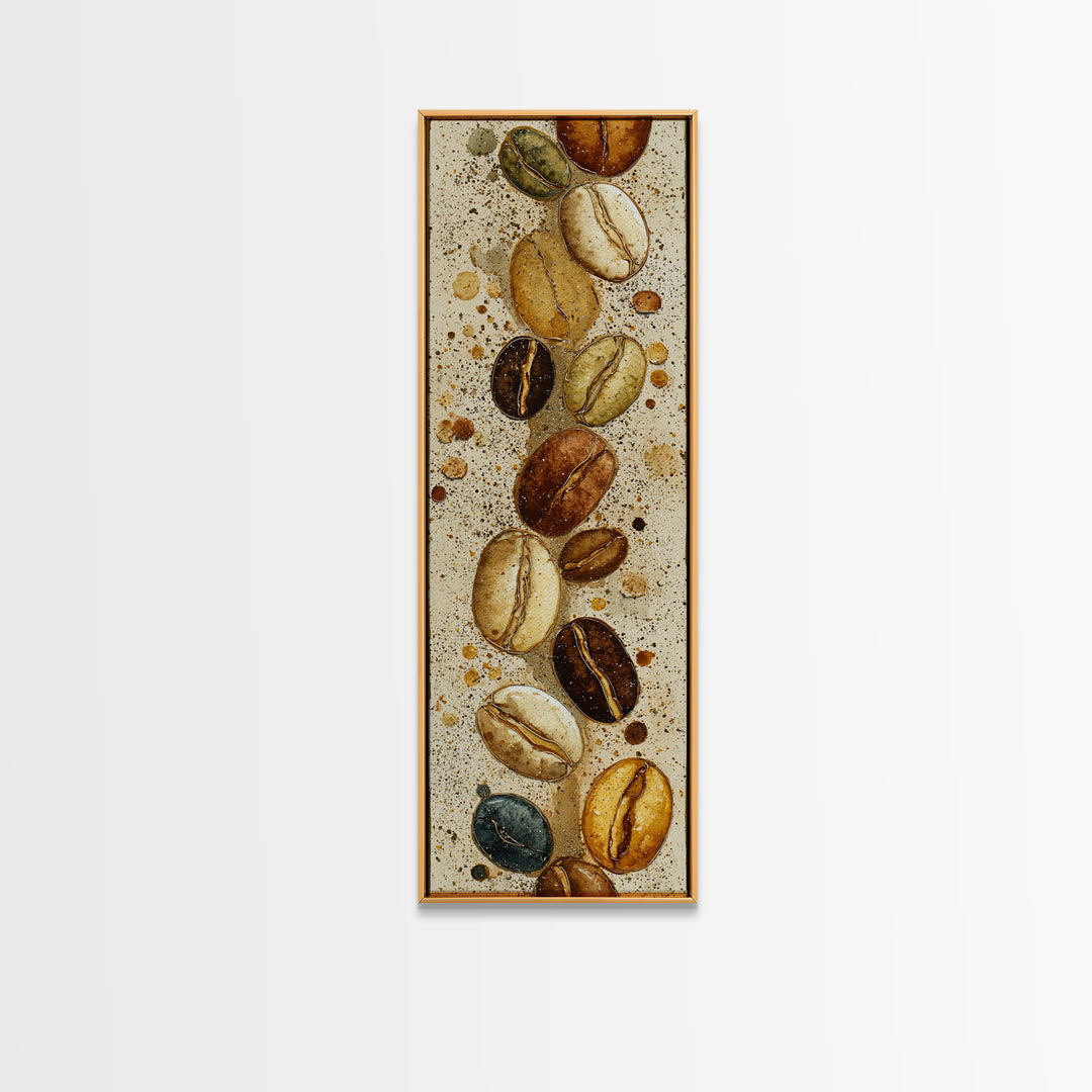 Coffee Bean Pattern Framed Canvas Print, Coffee Shop Art, Neutral Decor, Cafe Decor, Fine Art, Cafe, Home Decor, Wall Decor, CSA-1x3-75