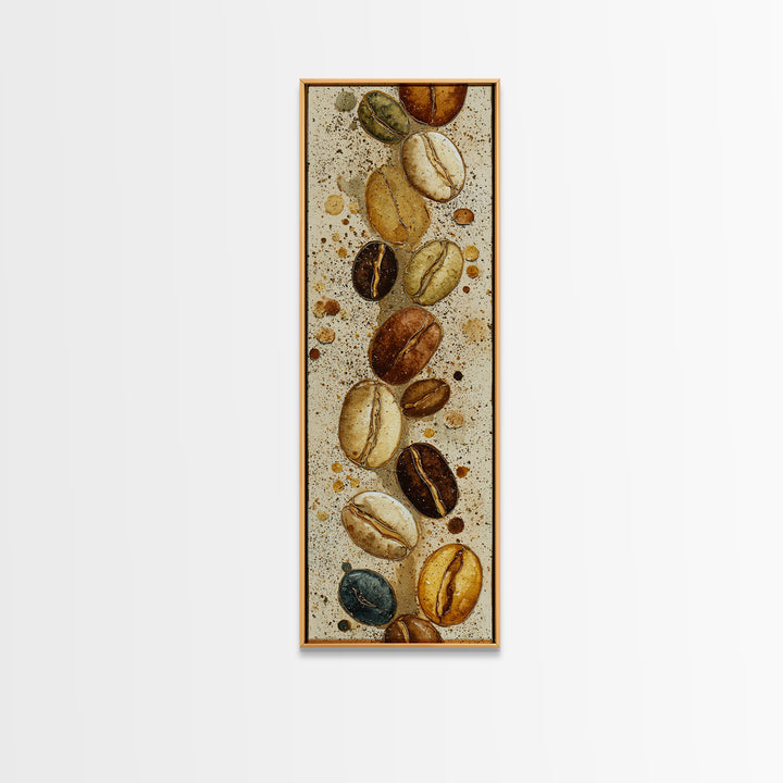 Coffee Bean Pattern Framed Canvas Print, Coffee Shop Art, Neutral Decor, Cafe Decor, Fine Art, Cafe, Home Decor, Wall Decor, CSA-1x3-75