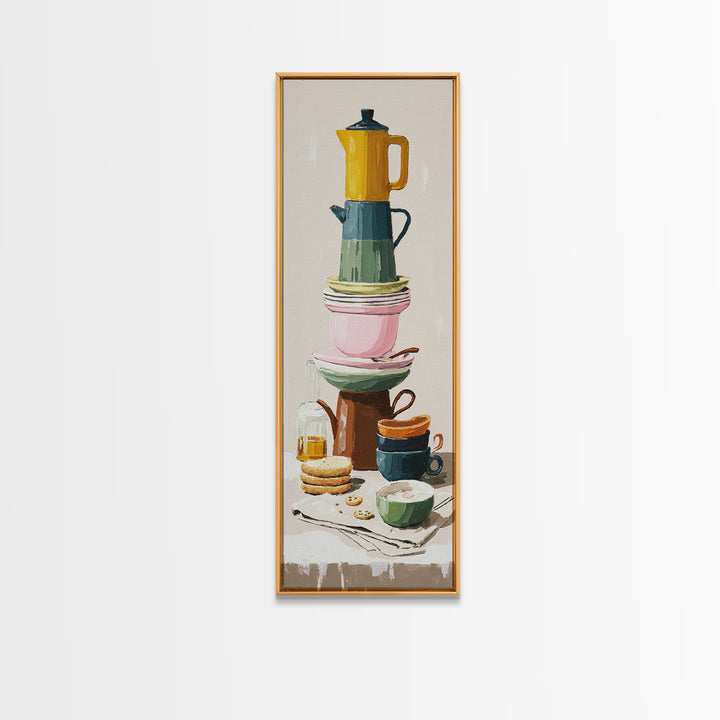 Mid Century Coffee Pot Canvas Print, Coffee Shop Art, Boho Decor, Cafe Decor, Oil Painting, Cafe, Printable, Printable Wall Art, CSA-1x3-82