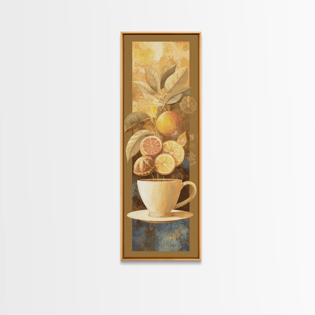 Retro Cafe Poster Coffee Cup Graphic Framed Canvas Print, Coffee Shop Art, Boho Decor, Cafe Decor, Fine Art, Cafe, Printable, CSA-1x3-91