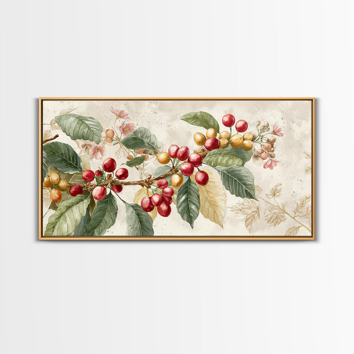 Coffee Farm Landscape Framed Canvas Print, Coffee Shop Art, Food Art, Cafe Decor, Fine Art, Cafe, Minimalist Decor, CSA-2x1-19
