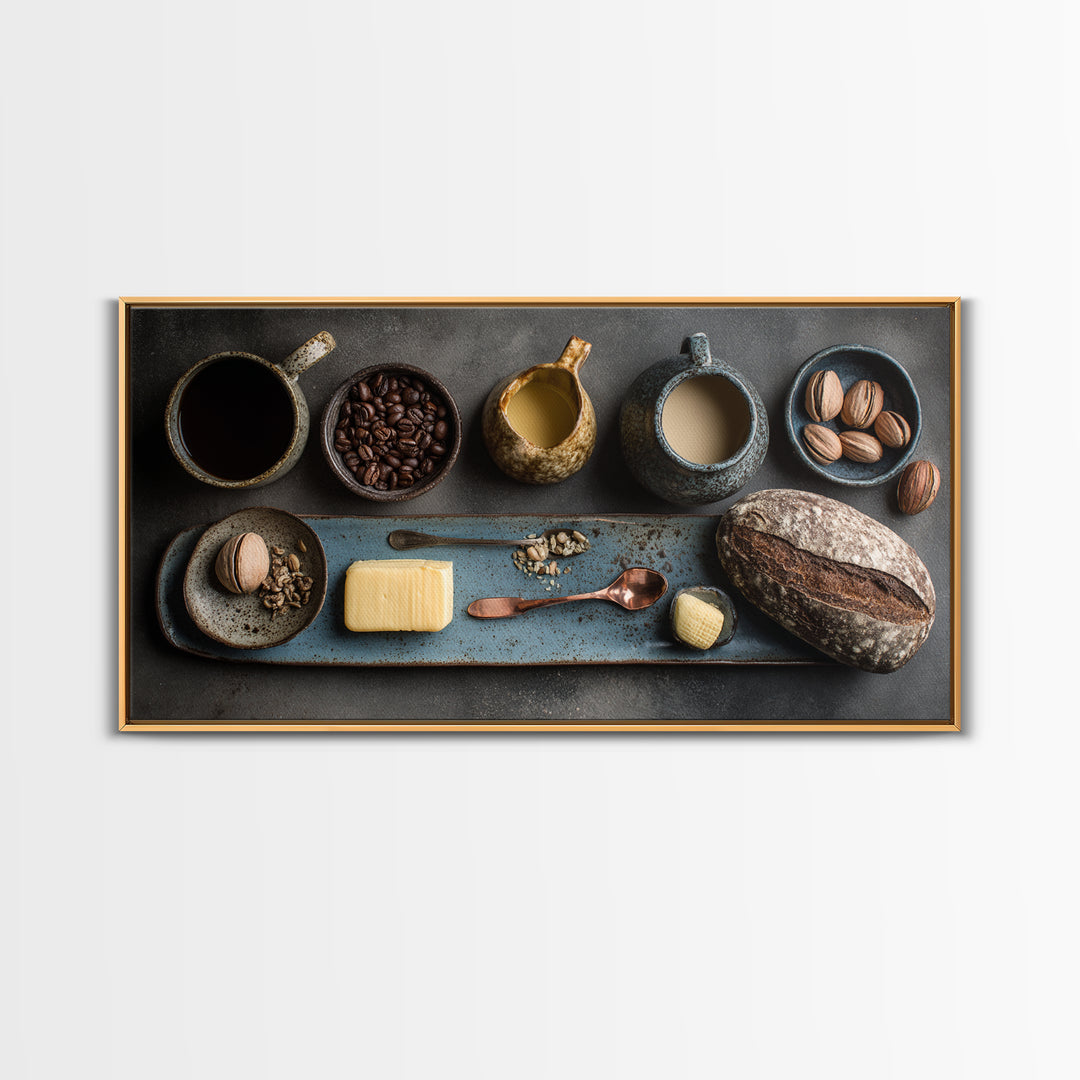 Moody Dark Roast Still Life Framed Canvas Print, Coffee Shop Art, Contemporary Art, Cafe Decor, Fine Art, Cafe, Printable Art, CSA-2x1-28