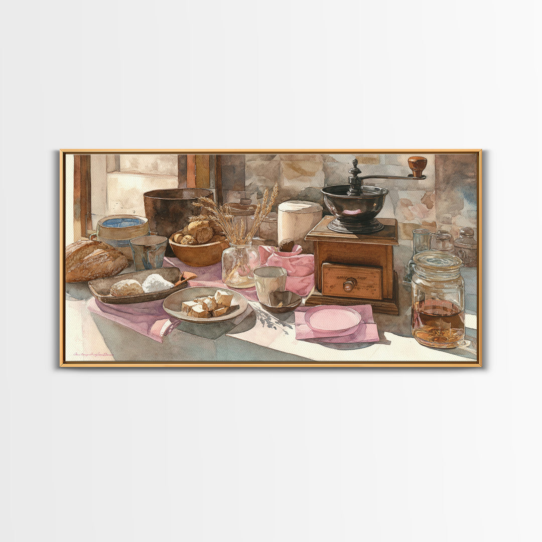 Coffee Grinder Antique Still Life Canvas Print, Coffee Shop Art, Wall Art, Cafe Decor, Oil Painting, Cafe, Farmhouse Decor, CSA-2x1-32