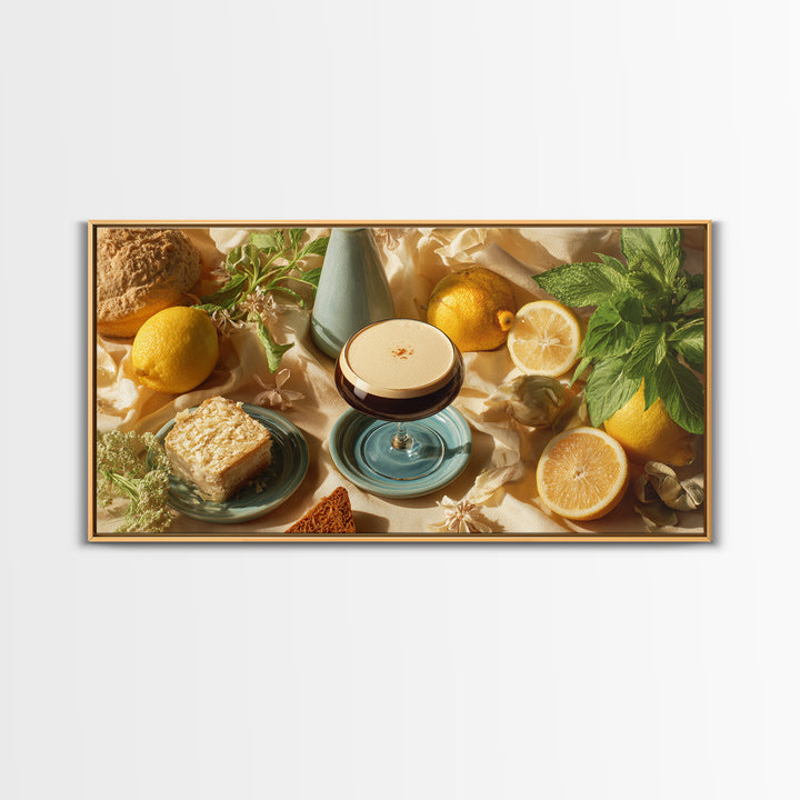 Espresso Martini Coffee Cocktail Still Life Framed Canvas Print, Coffee Shop Art, Printable, Cafe Decor, Fine Art, Cafe, CSA-2x1-37