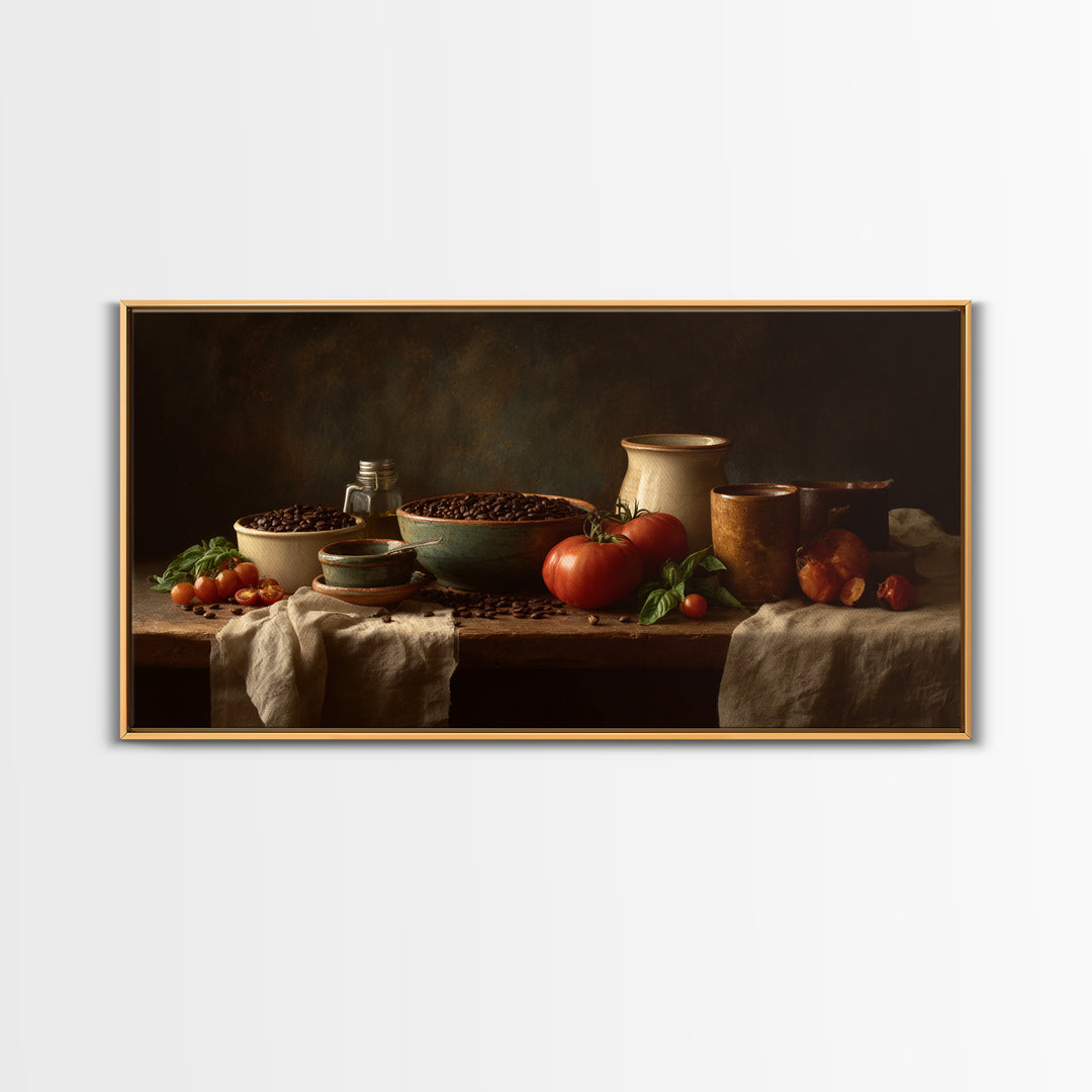 Roasted Beans Falling Through Dark Space Canvas Print, Coffee Shop Art, Canvas Wall Art, Cafe Decor, Cafe, Bedroom Wall Art, CSA-2x1-64