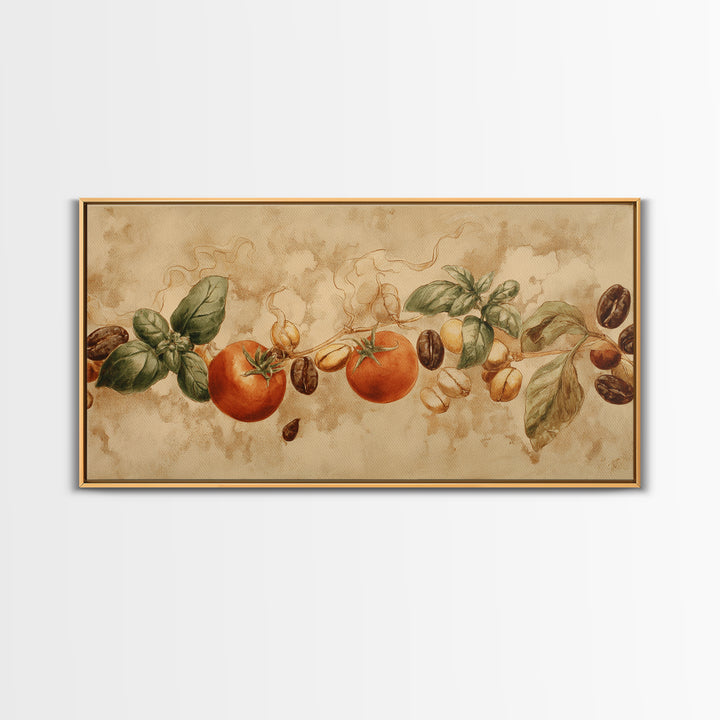 Coffee Bean Pattern Framed Canvas Print, Coffee Shop Art, Coffee, Cafe Decor, Cafe, Living Room Decor, Dark Academia Decor, CSA-2x1-83