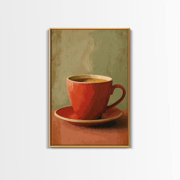 Retro Cafe Poster Coffee Cup Graphic Canvas Print, Coffee Shop Art, Minimalist Decor, Cafe Decor, Cafe, Kitchen Wall Art, CSA-2x3-15