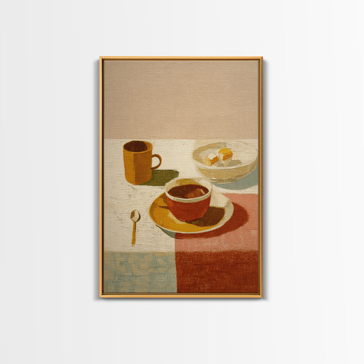 Minimal Line Art of a Cup and Framed Canvas Print, Coffee Shop Art, Kitchen Decor, Cafe Decor, Abstract Art, Cafe, CSA-2x3-74