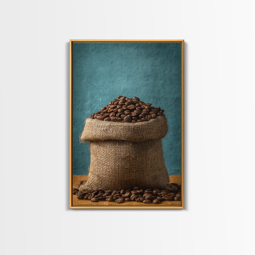 Coffee Beans and Burlap Sack Still Life Canvas Print, Coffee Shop Art, Kitchen Wall Art, Cafe Decor, Cafe, Gothic Wall Art, CSA-2x3-82