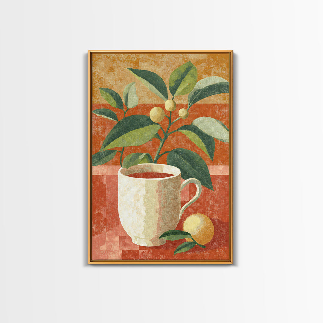 Retro Cafe Poster Coffee Cup Graphic Framed Canvas Print, Coffee Shop Art, Coffee Art, Cafe Decor, Fine Art, Cafe, CSA-2x3-87