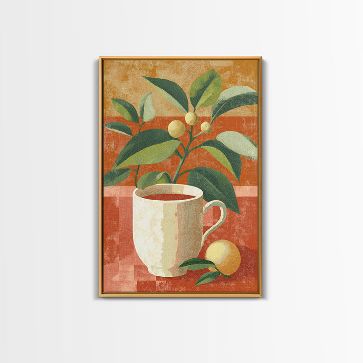 Retro Cafe Poster Coffee Cup Graphic Framed Canvas Print, Coffee Shop Art, Coffee Art, Cafe Decor, Fine Art, Cafe, CSA-2x3-87