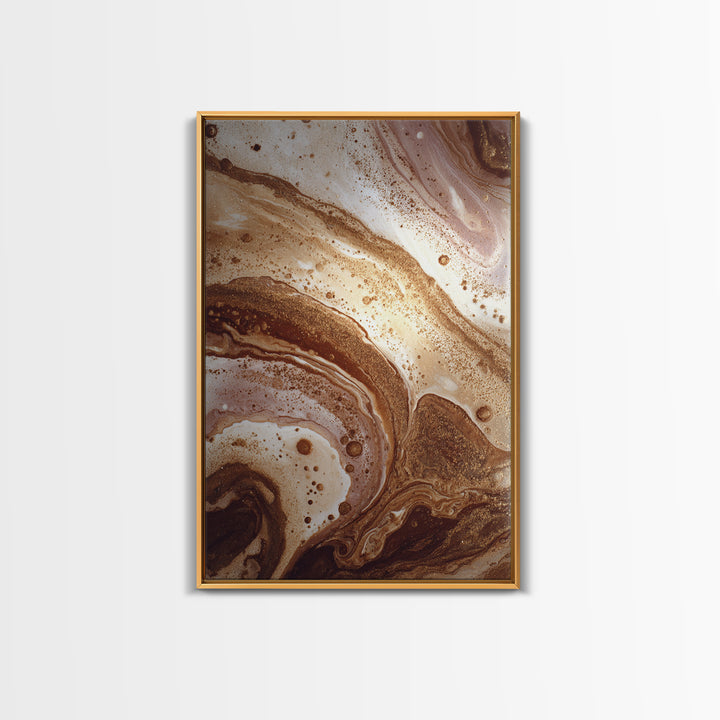 Abstract Brown and Cream Coffee Swirl Framed Canvas Print, Coffee Shop Art, Gothic Wall Art, Cafe Decor, Abstract Art, Cafe, CSA-2x3-89