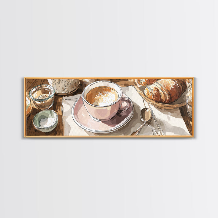 Minimal Line Art of a Cup and Framed Canvas Print, Coffee Shop Art, Printable Wall Art, Cafe Decor, Abstract Art, Cafe, CSA-3x1-10