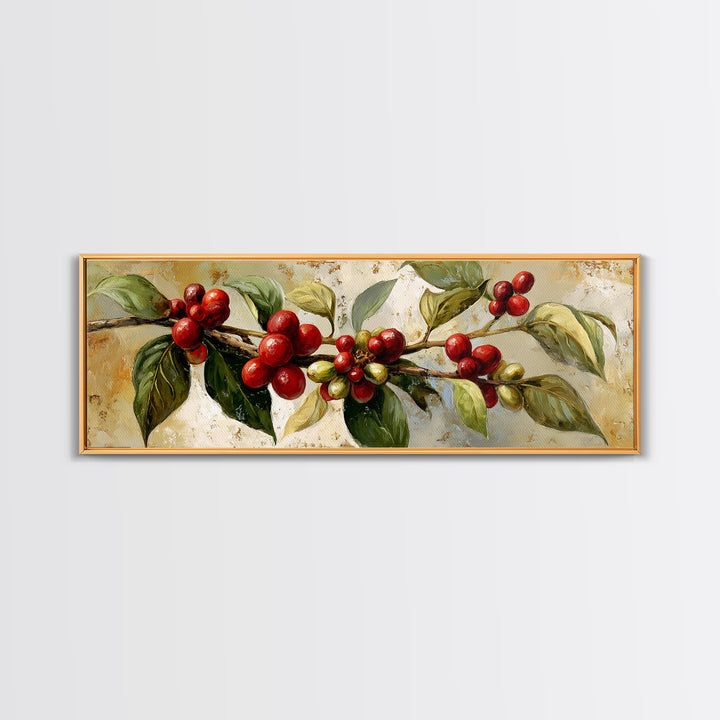 Botanical Coffee Plant Branch Canvas Print, Coffee Shop Art, Bedroom Wall Art, Cafe Decor, Fine Art, Cafe, Modern Decor, CSA-3x1-46