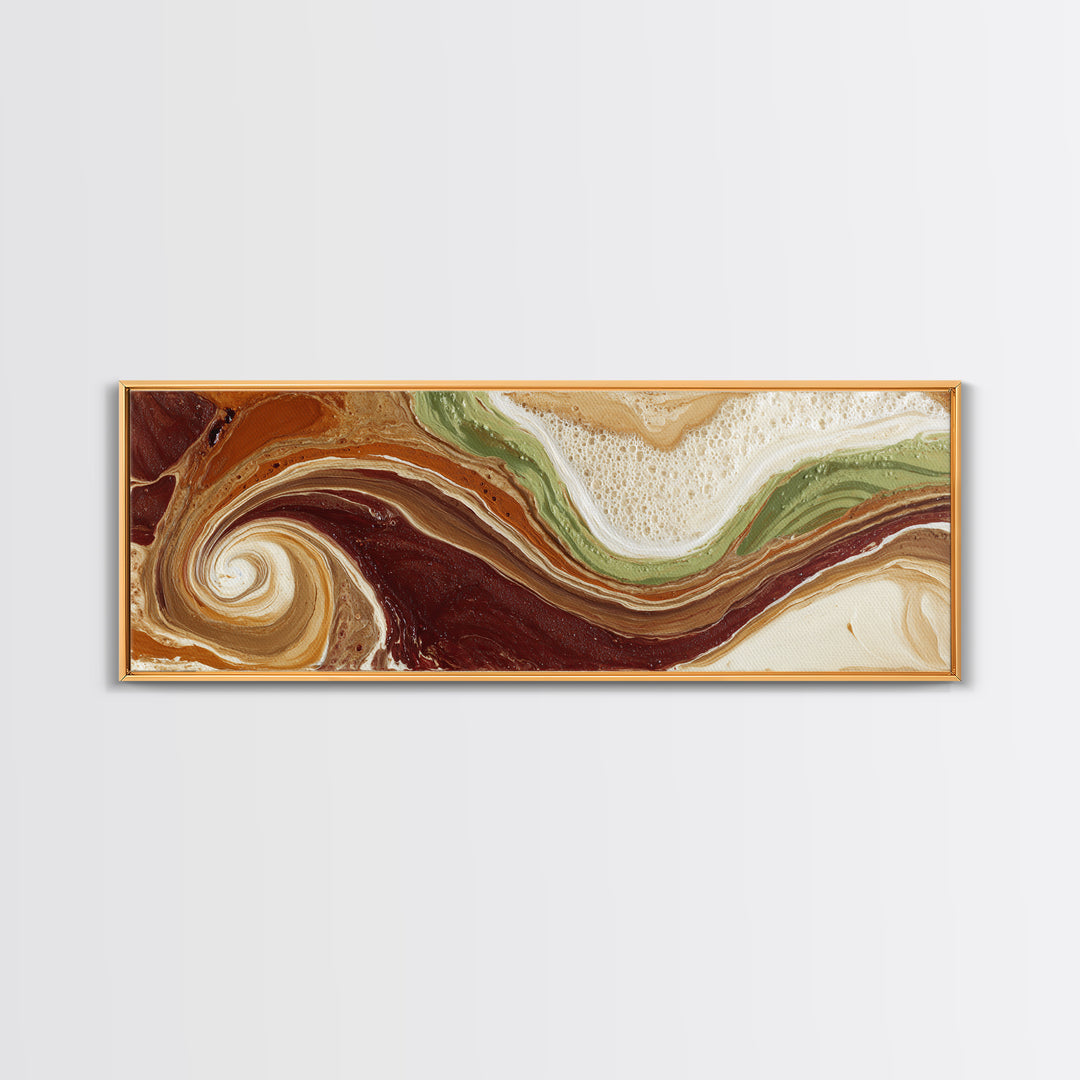 Abstract Brown and Cream Coffee Swirl Canvas Print, Coffee Shop Art, Minimalist Wall Art, Cafe Decor, Fine Art, Cafe, CSA-3x1-49