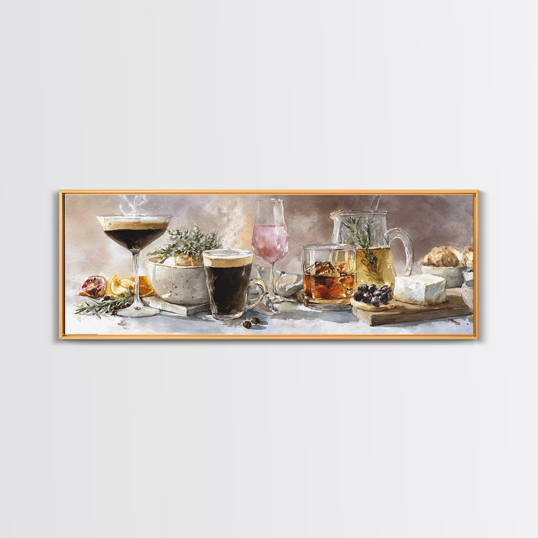 Espresso Martini Coffee Cocktail Still Life Framed Canvas Print, Coffee Shop Art, Food Art, Cafe Decor, Fine Art, Cafe, CSA-3x1-57