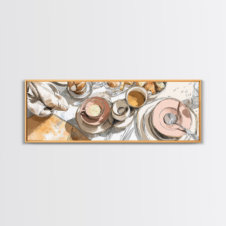 Minimal Line Art of a Cup and Framed Canvas Print, Coffee Shop Art, Dopamine Decor, Cafe Decor, Fine Art, Cafe, Coffee Wall Art, CSA-3x1-82