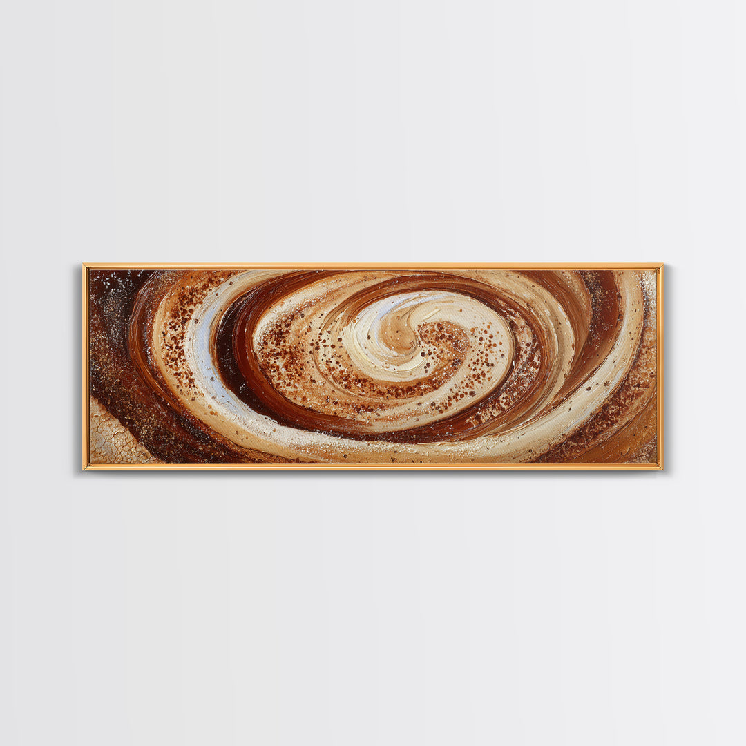 Abstract Brown and Cream Coffee Swirl Canvas Print, Coffee Shop Art, Luxury Decor, Cafe Decor, Abstract Art, Cafe, CSA-3x1-97