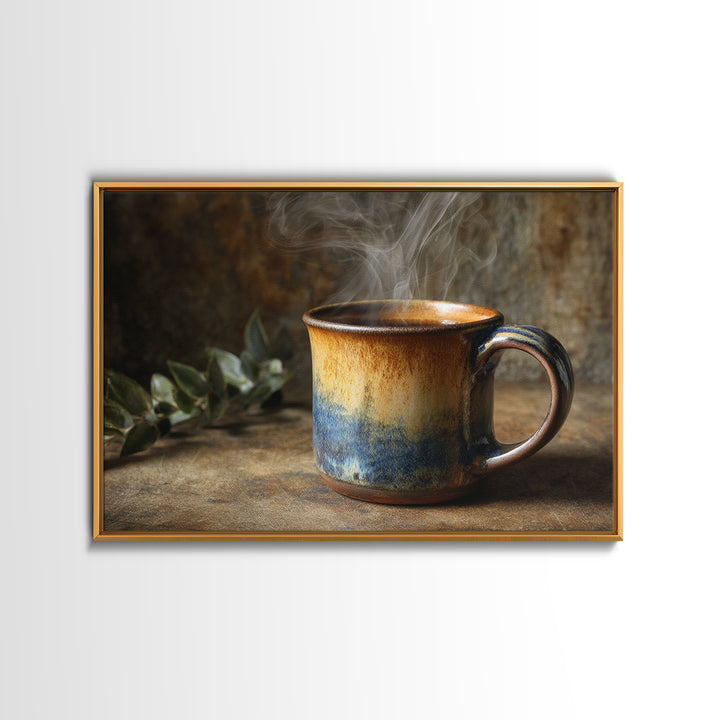 Espresso Cup with Rising Steam and Warm Canvas Print, Coffee Shop Art, Modern Decor, Cafe Decor, Fine Art, Cafe, Wall Decor, CSA-3x2-29