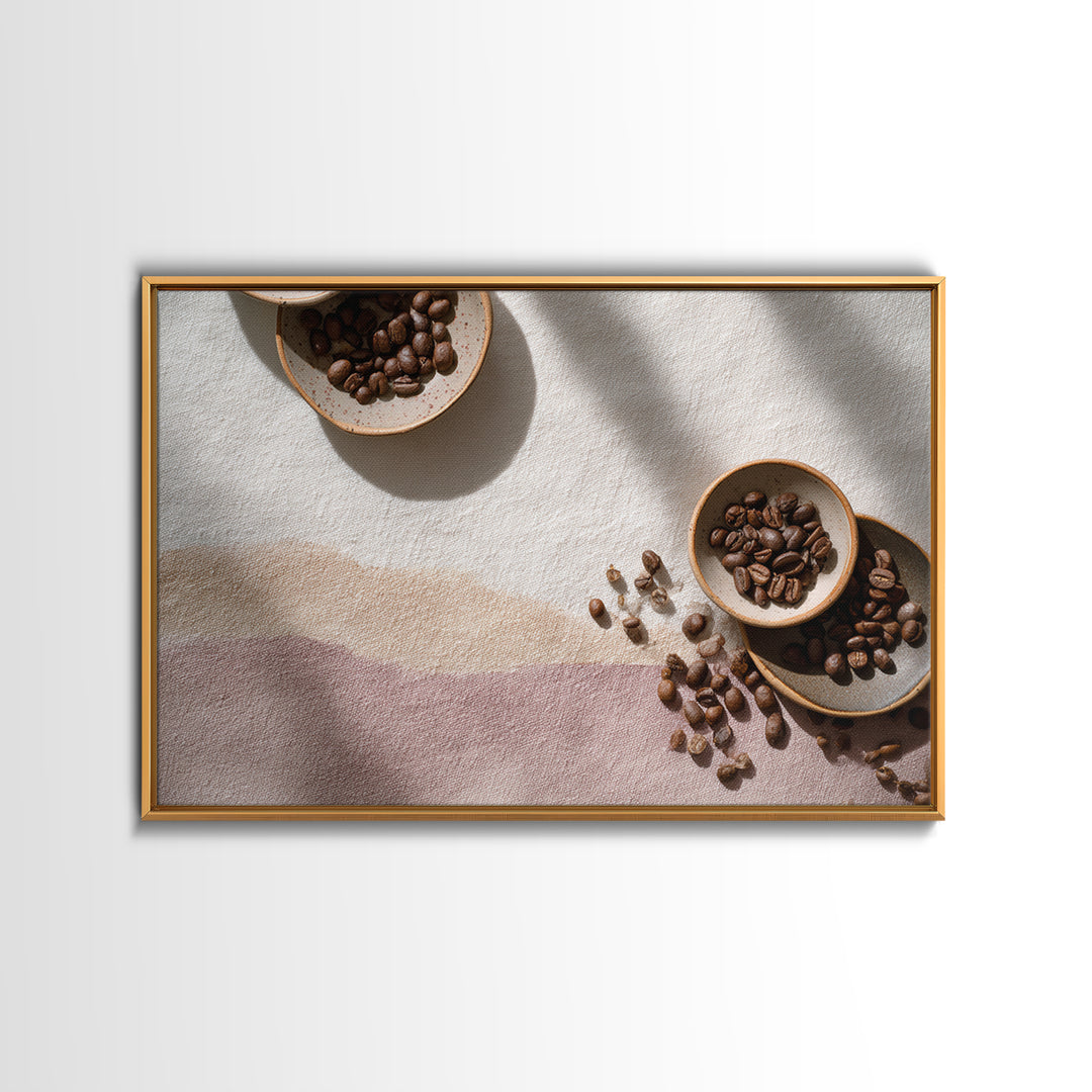 Roasted Beans Falling Through Dark Space Canvas Print, Coffee Shop Art, Gallery Decor, Cafe Decor, Fine Art, Cafe, Wall Art, CSA-3x2-48