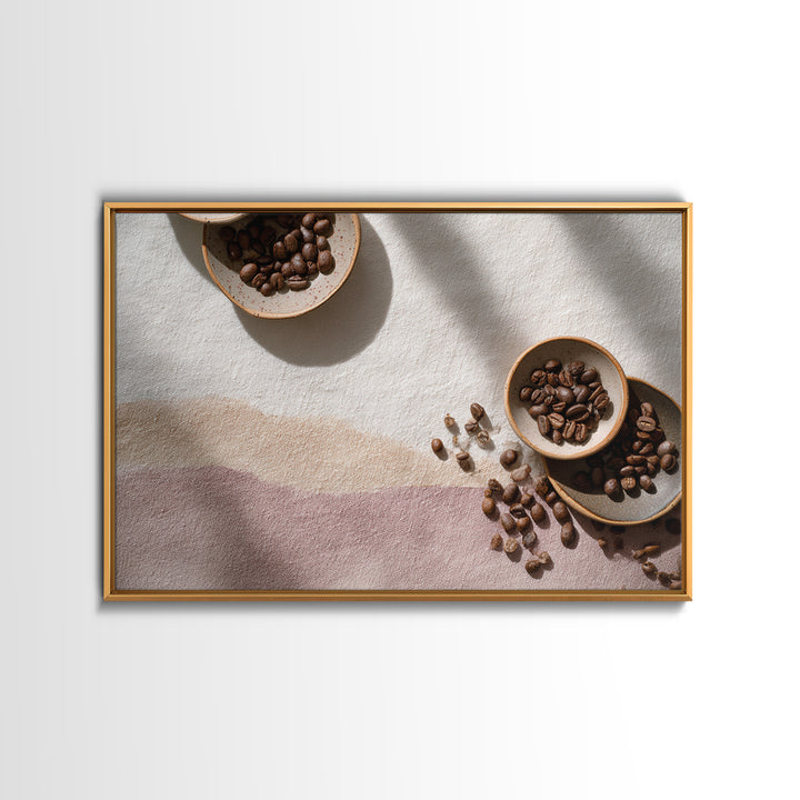 Roasted Beans Falling Through Dark Space Canvas Print, Coffee Shop Art, Gallery Decor, Cafe Decor, Fine Art, Cafe, Wall Art, CSA-3x2-48