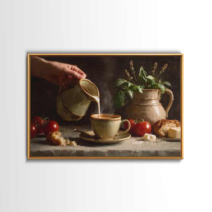 Barista Hands Pouring Milk into Espresso Canvas Print, Coffee Shop Art, Neutral Decor, Cafe Decor, Fine Art, Cafe, Home Decor, CSA-3x2-49