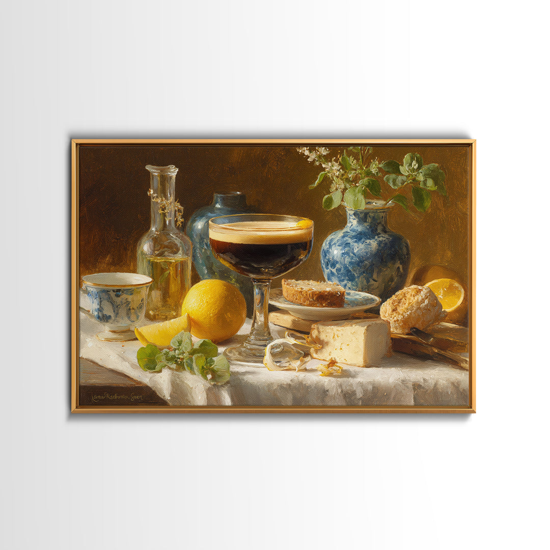 Espresso Martini Coffee Cocktail Still Life Framed Canvas Print, Coffee Shop Art, Gallery Decor, Cafe Decor, Fine Art, Cafe, CSA-3x2-69