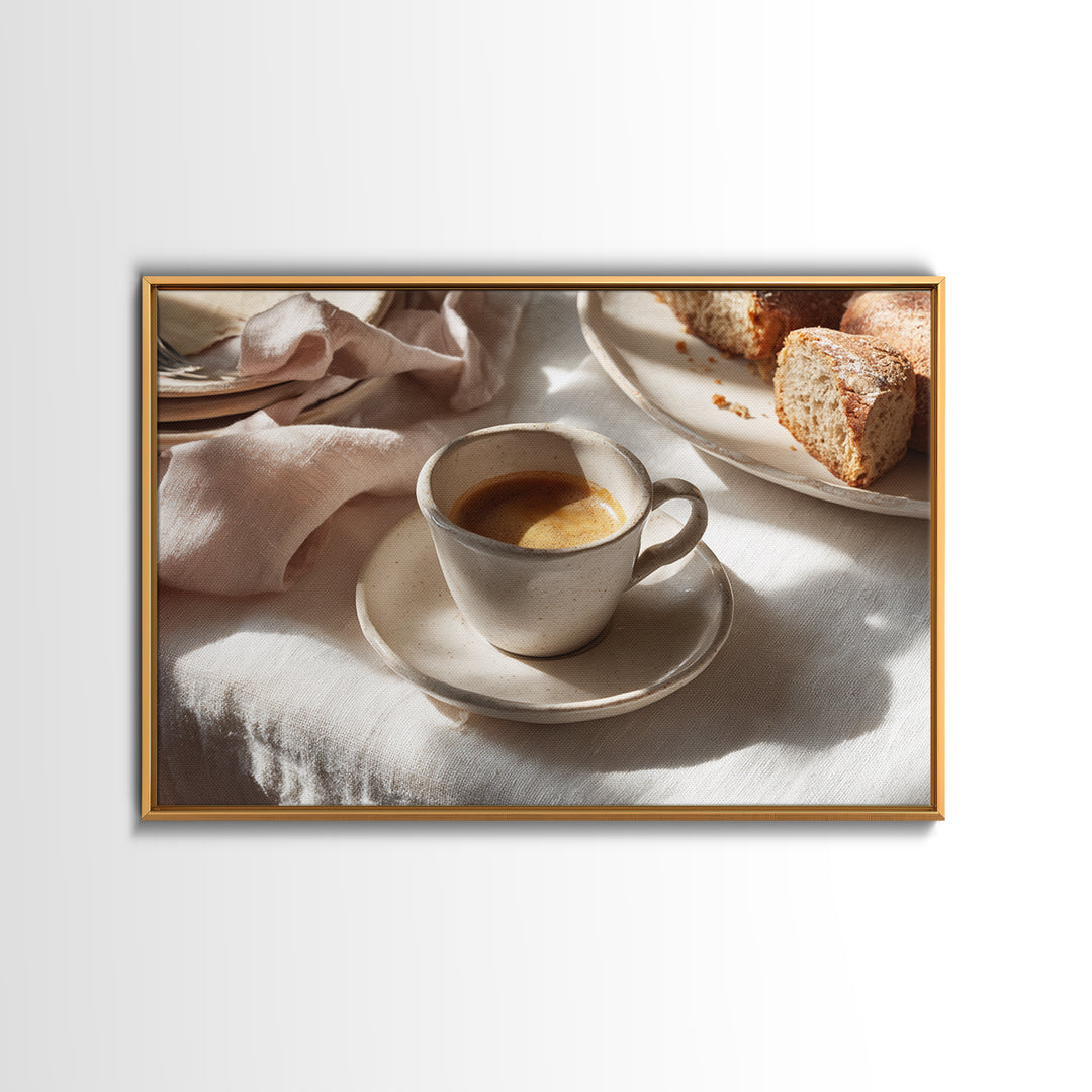 Minimal Line Art of a Cup and Framed Canvas Print, Coffee Shop Art, Bedroom Wall Art, Cafe Decor, Abstract Art, Cafe, CSA-3x2-70