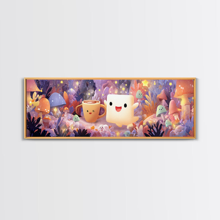 The Marshmallow Ghost, Whimsical Halloween Art, Extra Wide Wall Art, Canvas Print, Halloween Kids Decor, Whimsical Wall Art, Halloween Decor