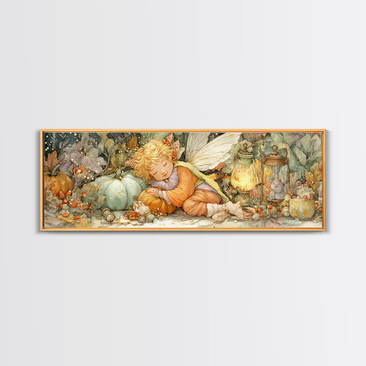 The Candy Corn Fairy, Cute Spooky Wall Art, Extra Wide Wall Art, Canvas Print, Halloween Kids Decor, Whimsical Wall Art, Horror Wall Art