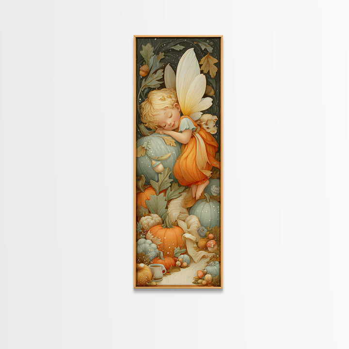 The Candy Corn Fairy, Whimsical Halloween Art, Tall Narrow Wall Art, Canvas Print, Halloween Kids Decor, Whimsical Wall Art
