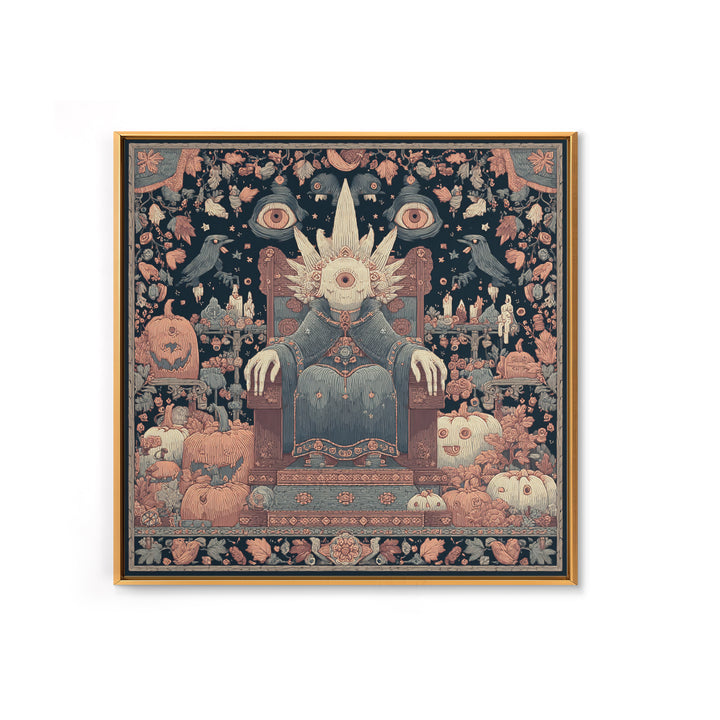 The Dreaming Priest Of The Outer Gate, Embroidered Halloween Art, Square Wall Art, Canvas Print, Cute Halloween Wall Art