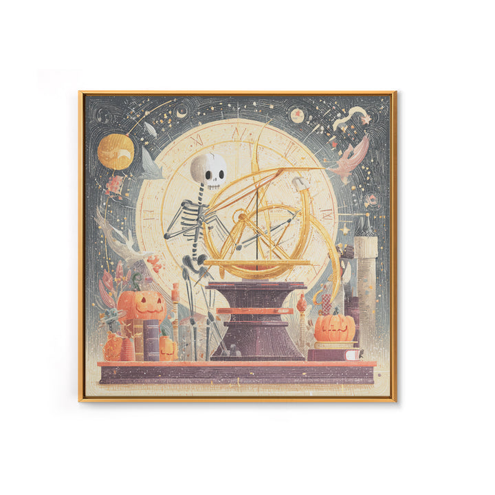 The Astronomer Of The Hollow Sky, Hand Sketch Halloween Art, Square Wall Art, Canvas Print, Cute Halloween Wall Art