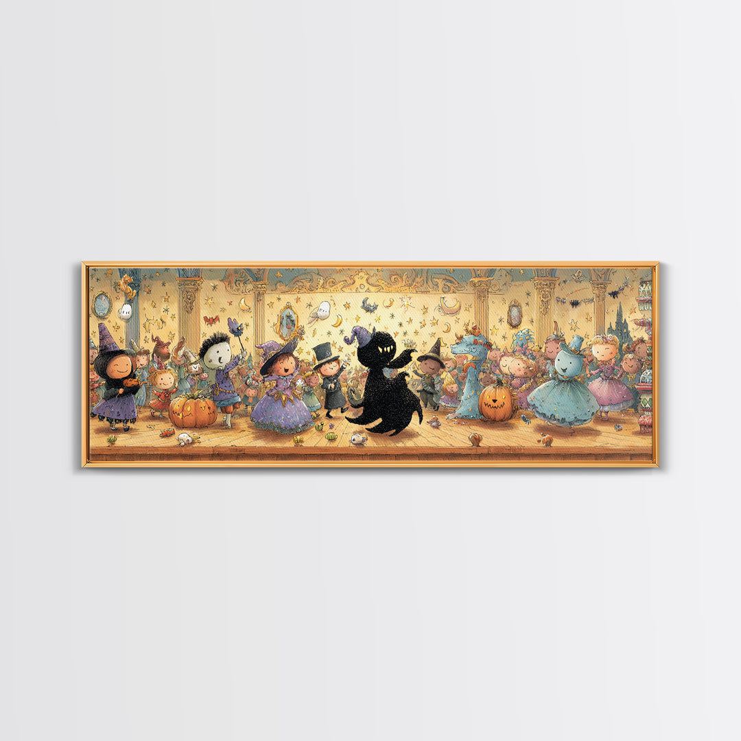 The Ballroom Of Silent Shoggoths, Embroidered Halloween Art, Extra Wide Wall Art, Canvas Print, Cute Halloween Wall Art