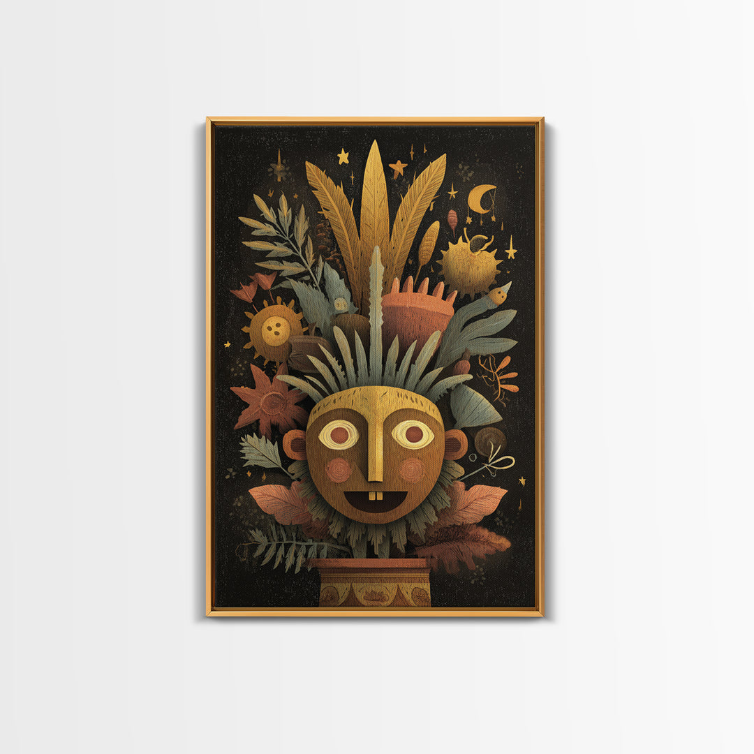 The Mask Of The Crawling God, Gouache Halloween Art, Vertical Wall Art, Canvas Print, Cute Halloween Wall Art