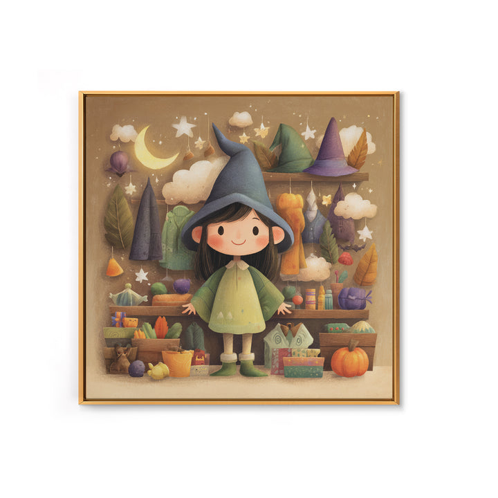 The Enchanted Costume Closet, Pastel Halloween Art, Square Wall Art, Canvas Print, Cute Halloween Wall Art