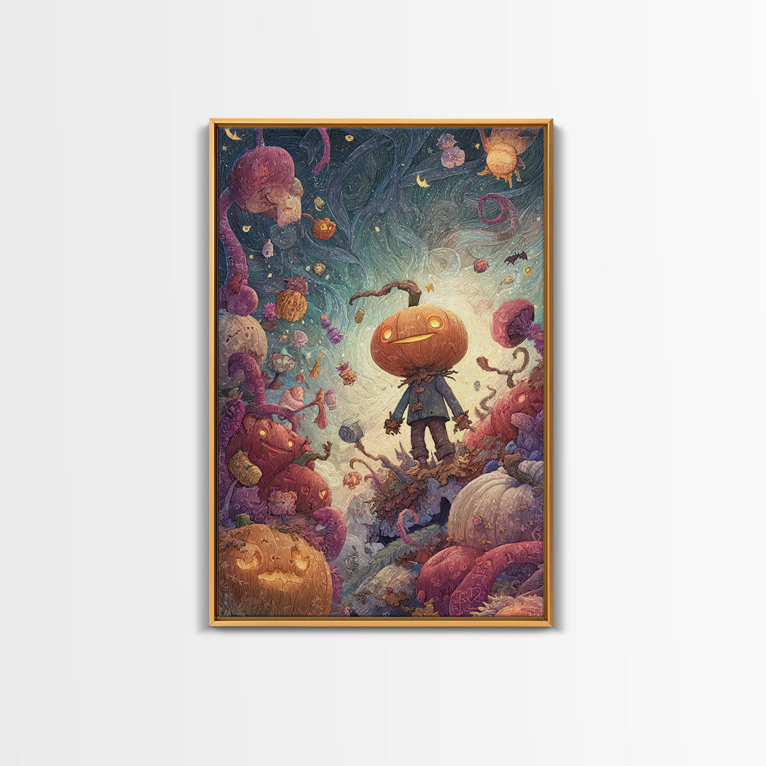 The Harvest Of The Eldritch Field, Plush Halloween Art, Vertical Wall Art, Canvas Print, Cute Halloween Wall Art