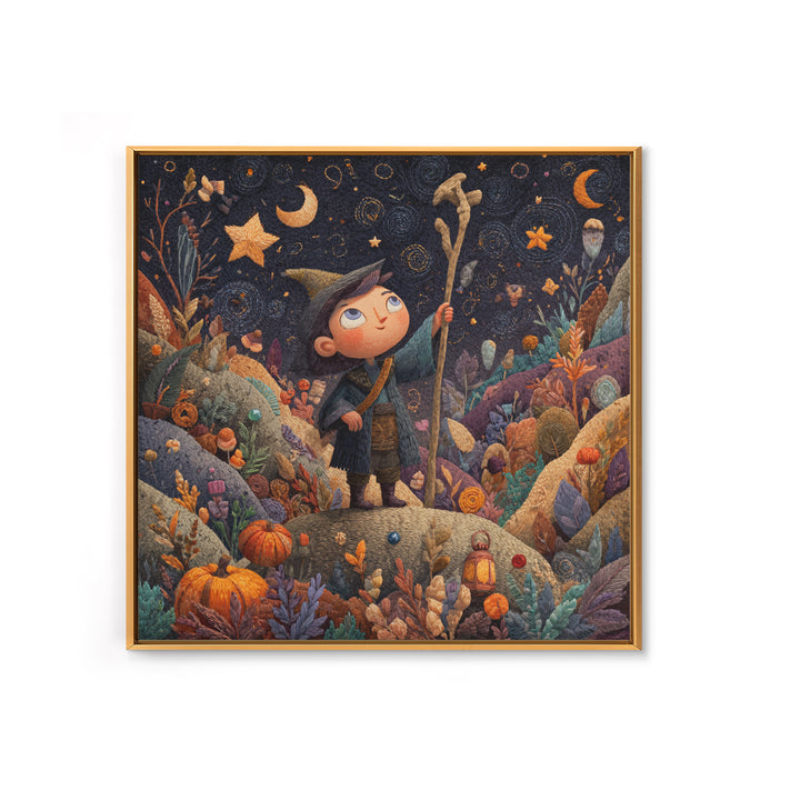 The Star-Seer Of Black Dunwich, Embroidered Halloween Art, Square Wall Art, Canvas Print, Cute Halloween Wall Art