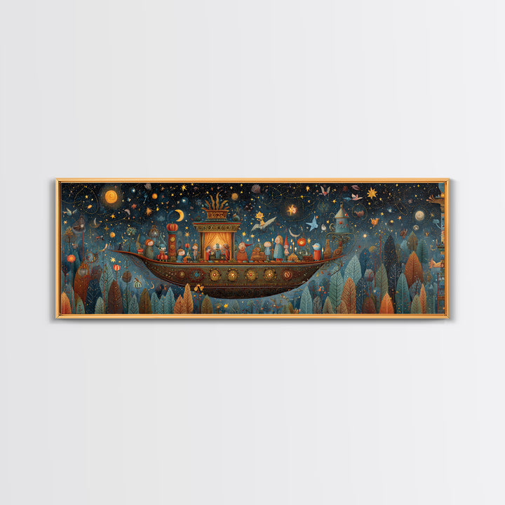 The Candelit Ark Of Forgotten Stars, Plush Halloween Art, Extra Wide Wall Art, Canvas Print, Cute Halloween Wall Art