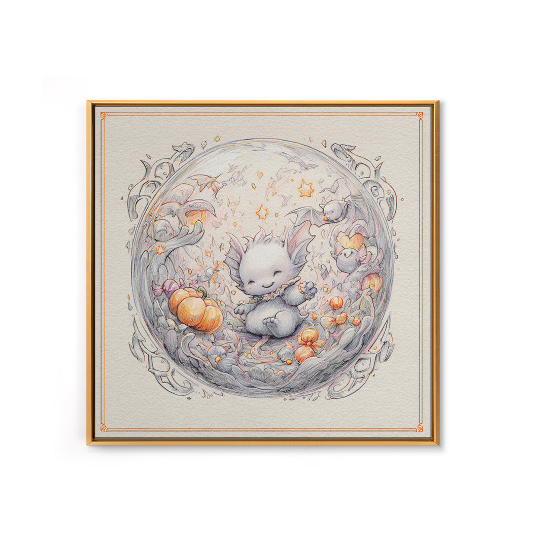The Oracle Of The Glass Depths, Hand Sketch Halloween Art, Square Wall Art, Canvas Print, Cute Halloween Wall Art