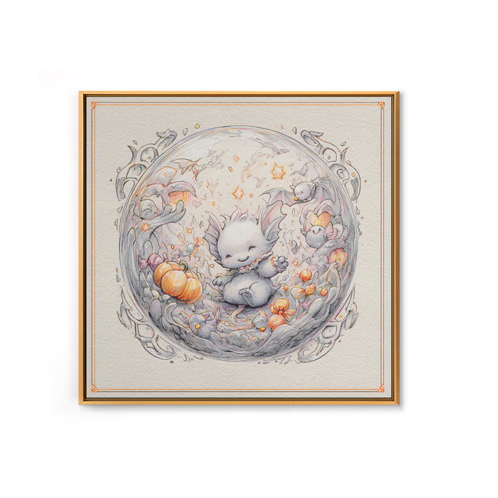 The Oracle Of The Glass Depths, Hand Sketch Halloween Art, Square Wall Art, Canvas Print, Cute Halloween Wall Art