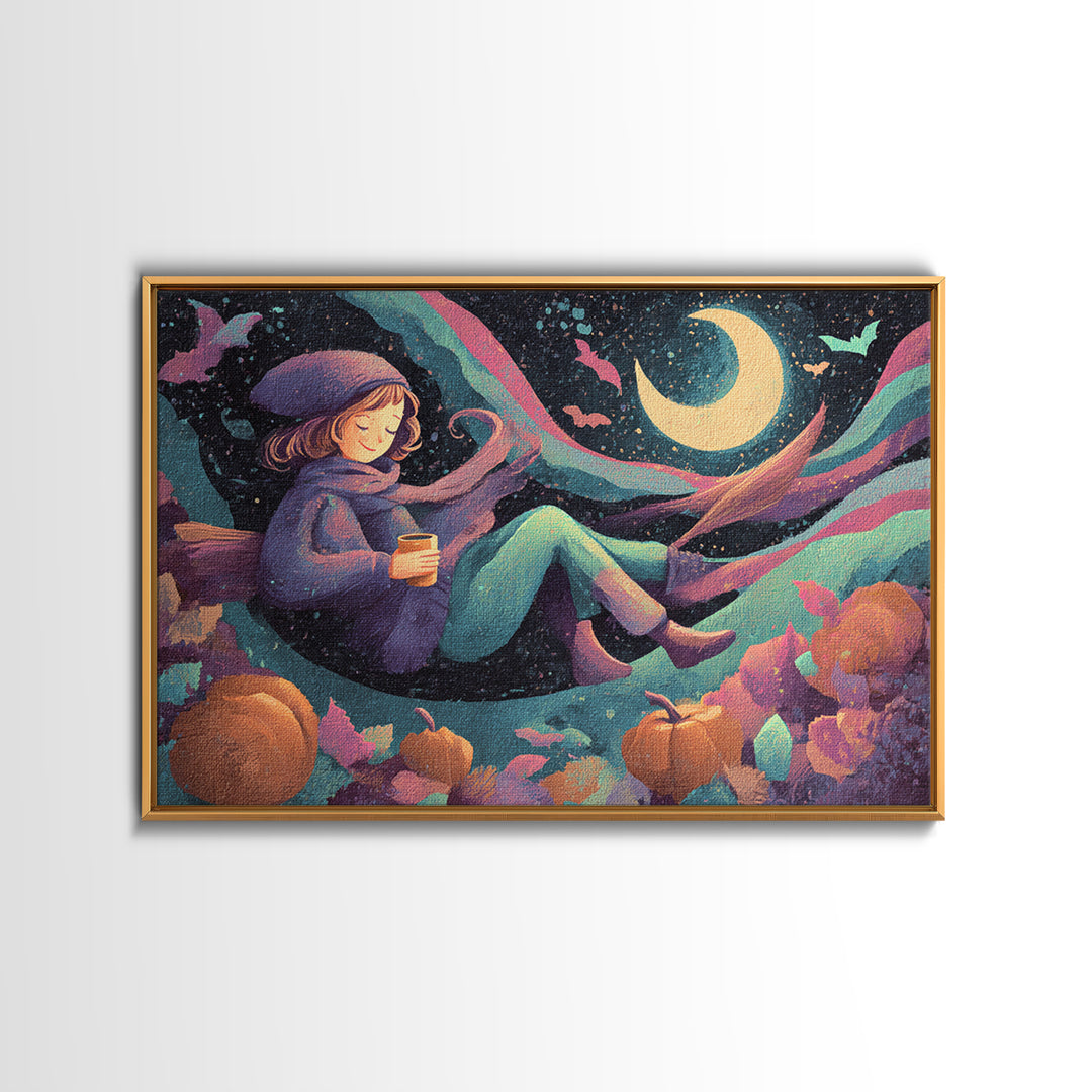 The Candy Comet Adventure, Synthwave Halloween Art, Landscape Wall Art, Canvas Print, Retro Halloween Decor, Neon Wall Art